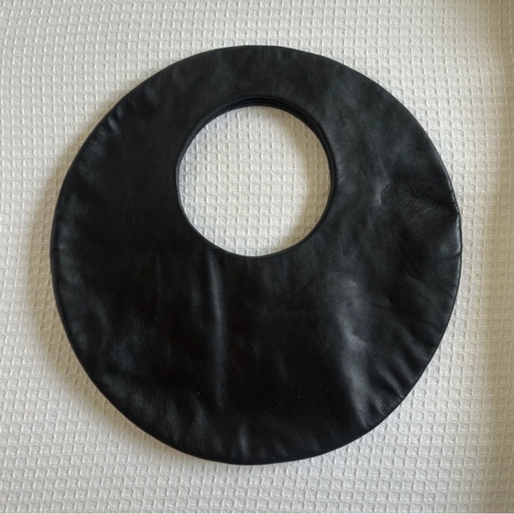 Black Circular Leather Handbag